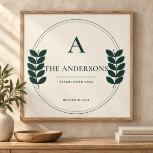 Olive Crest Family Name Sign SVG Template — Lifestyle mockup - digital file only