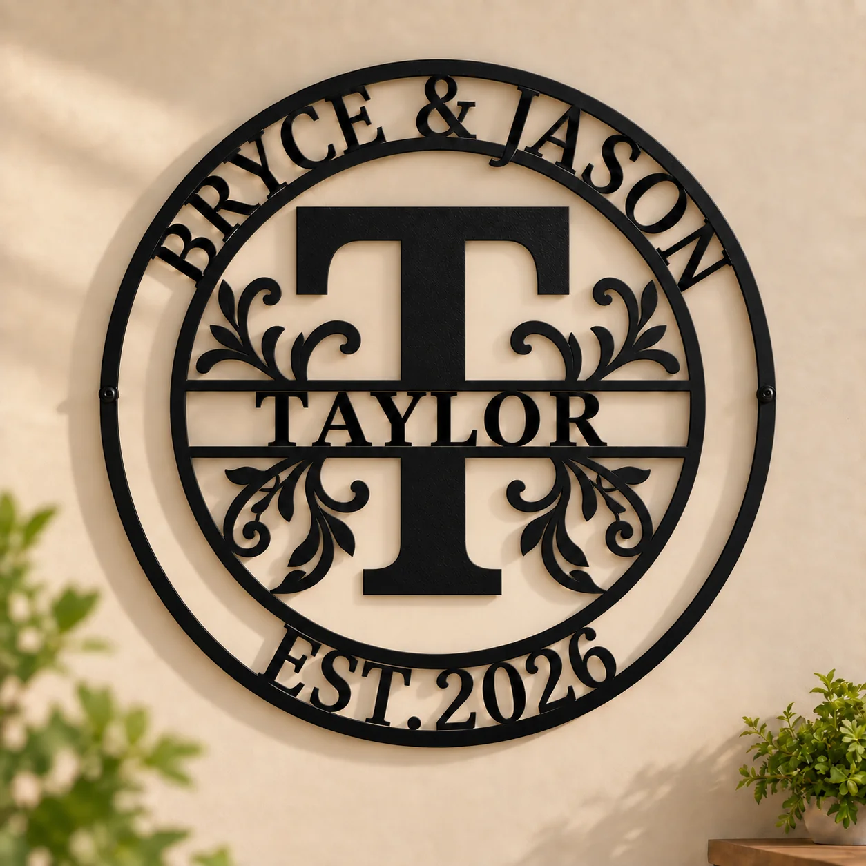 Heritage Family Monogram Metal Sign — mockup 2