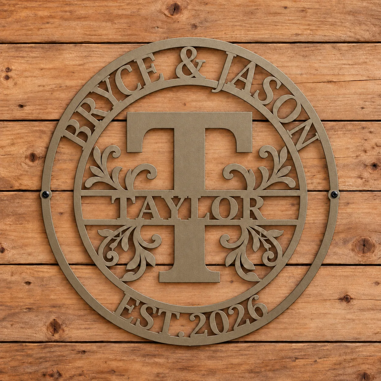 Heritage Family Monogram Metal Sign — mockup 5