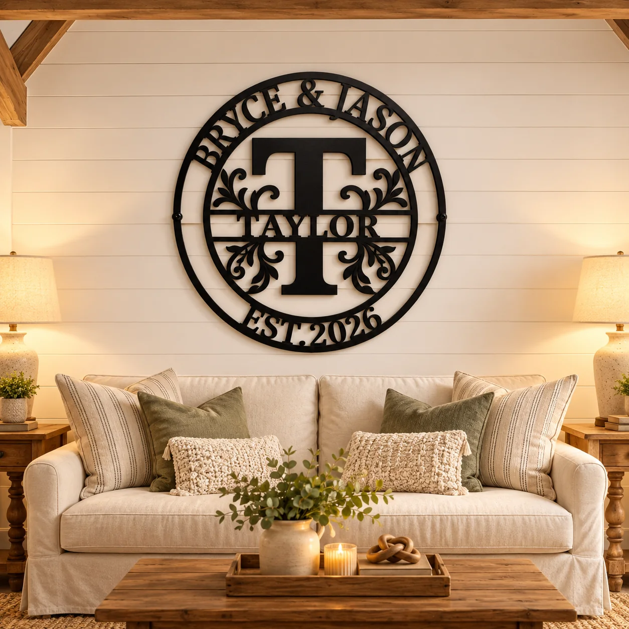 Heritage Family Monogram Metal Sign — mockup 3
