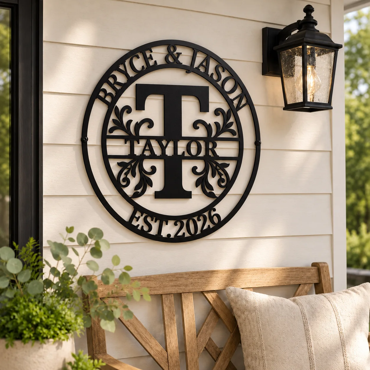 Heritage Family Monogram Metal Sign lifestyle mockup