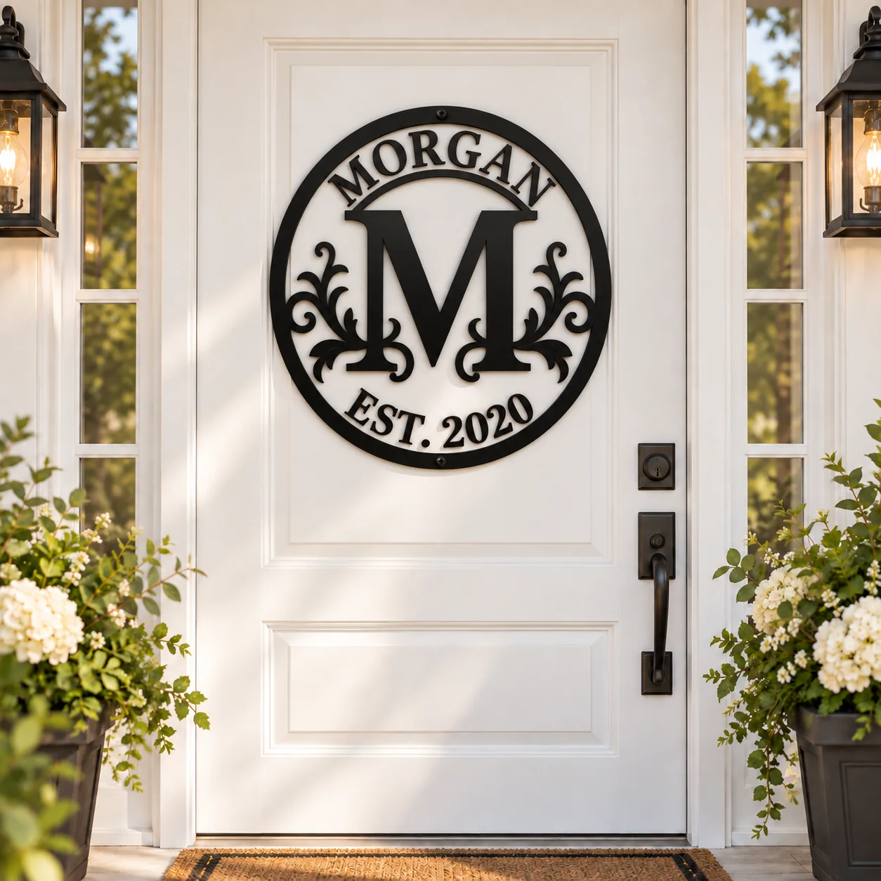 Established Year Family Monogram Metal Sign — mockup 4