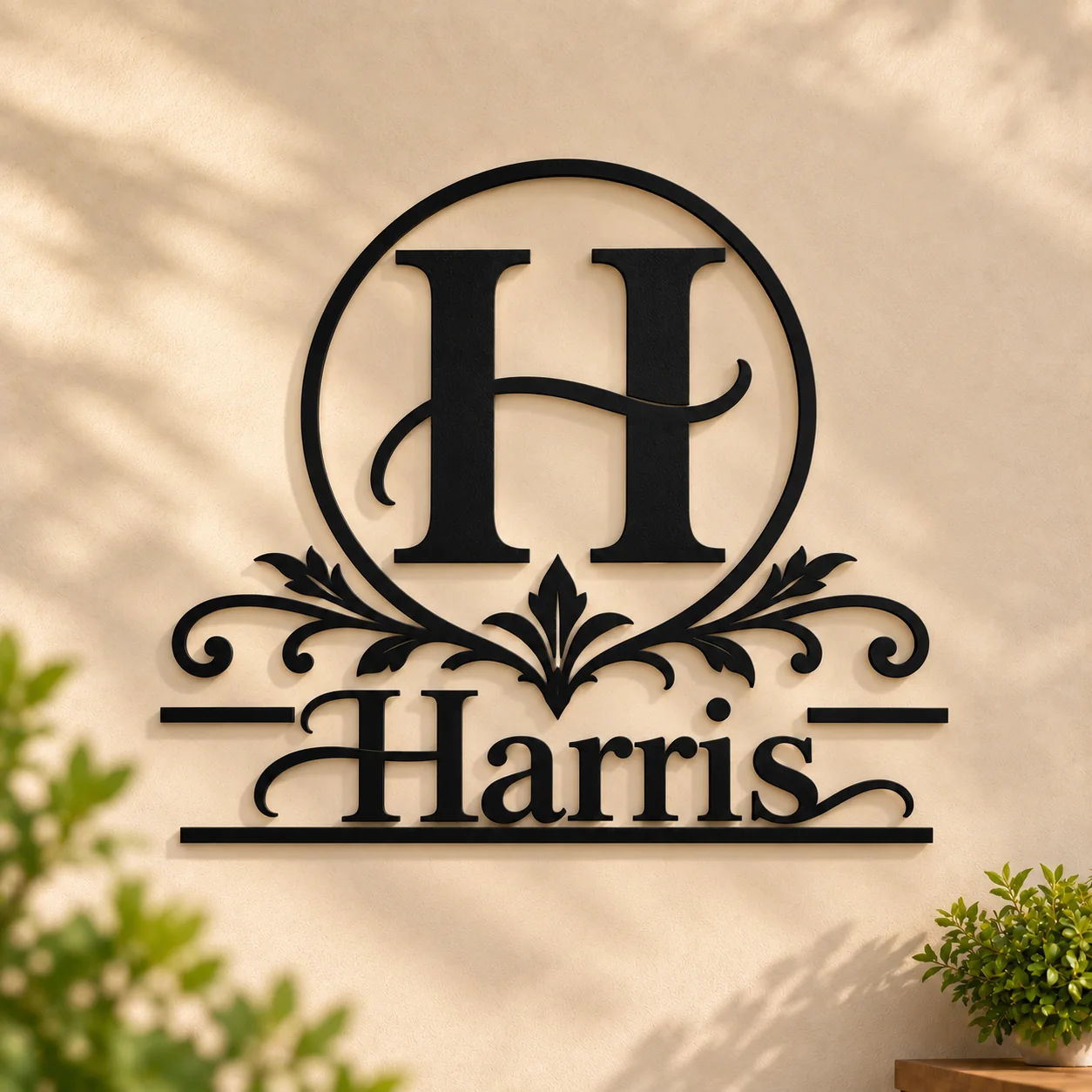 Elegant Script Family Name Metal Sign — mockup 6
