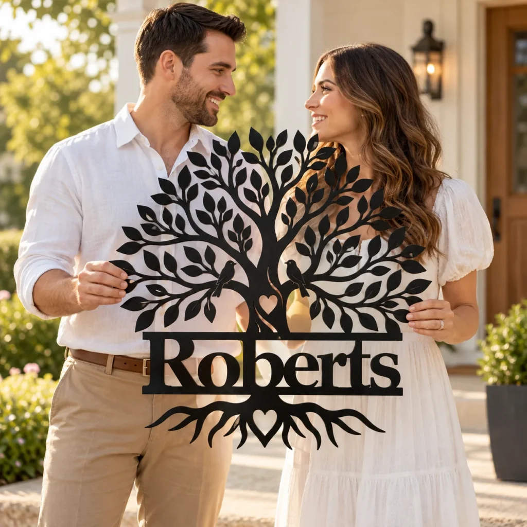 Family Tree Metal Name Sign mockup